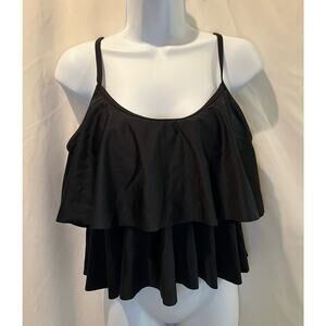 Beachsissi Ruffle Swim Top - Solid Black - NWT - Size L